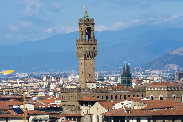 Techos Naranjas Palazzo Vecchio Ayuntamiento Tower Hills Piazza Signoria Florencia —  Fotos de Stock