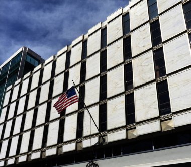 Amerika Birleşik Devletleri Büyükelçiliği Amerikan bayrağı Reforma Avenue Mexico City Meksika