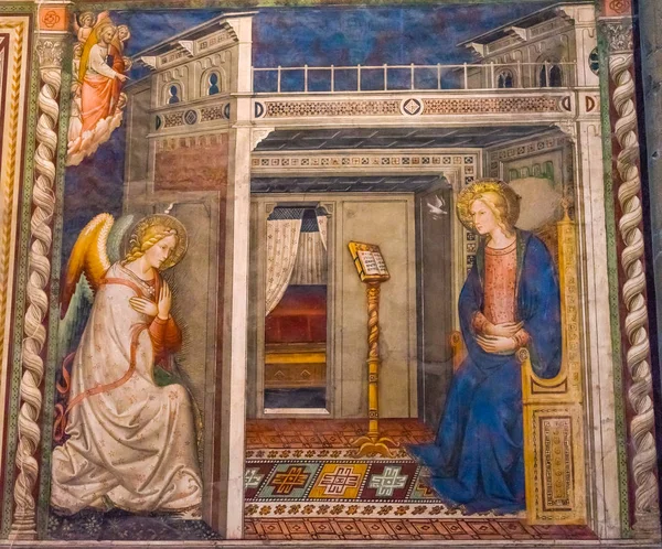Florencia Italia Septiembre 2017 Ghirlandaio Virgen Vida Fresco Anunciación Ángel — Foto de Stock