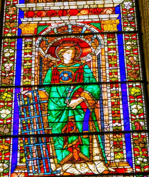 Florence Italy September 2017 Saint Laurentius Rome Stained Glass Window — Stock Photo, Image