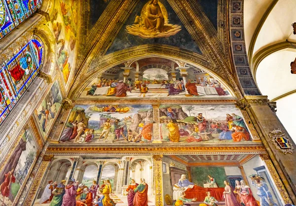 Florencja Włochy Września 2017 Ghirlandaio Jana Chrzciciela Fresco Witraże Tornabuoni — Zdjęcie stockowe