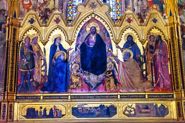 Firenze Italien September 2017 Altarpiece Forløser Jesus Kristus Strozzi Kapel - Stock-foto