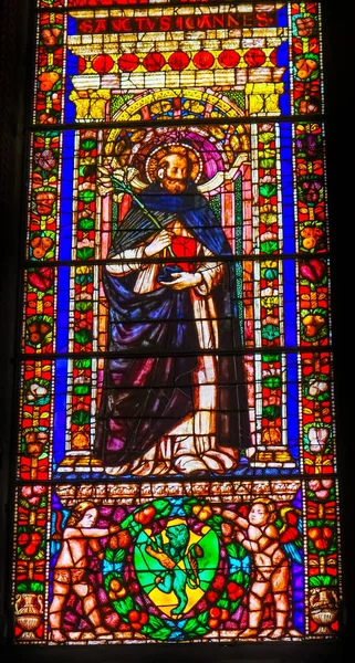 Florence Italië September 2017 Saint Anthony Padua Liliies Gebrandschilderd Glas — Stockfoto