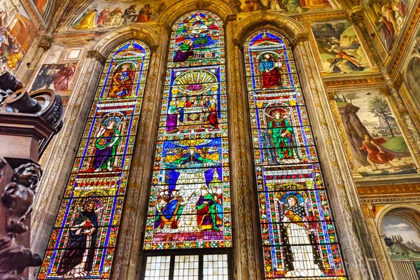 Florence Italy September 2017 Saints Peter Paul Mary Stained Glass — Stock Photo, Image
