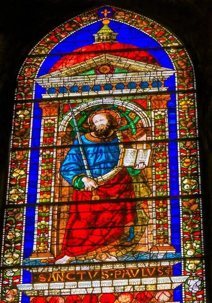 佛罗伦萨 意大利 2017年9月17日圣保罗剑染色玻璃教堂圣玛丽亚诺韦拉教堂佛罗伦萨意大利 教会成立于1357年 圣使徒保罗写圣经的信 — 图库照片