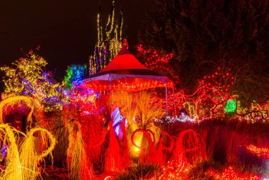 Red Yellow Christmas Lights Abstract Van Dusen Garden Vancouver  clipart