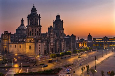 Metropolitan Cathedral Presidential National Palace Sunrise Mexi clipart