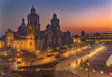 Metropolitan Cathedral Sunrise Zocalo Mexico City Mexico  clipart