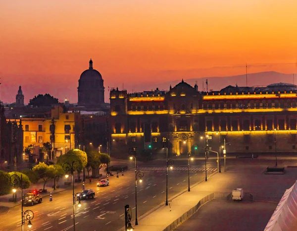 Nationaler Präsidentenpalast Sonnenaufgang Mexiko Stadt Mexiko — Stockfoto