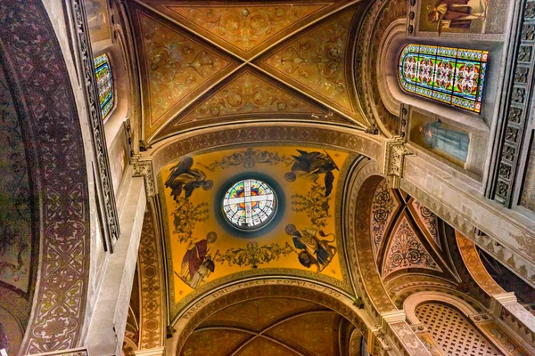 Barevné sklo strop baziliky San Francisco kostel Mexico City — Stock fotografie