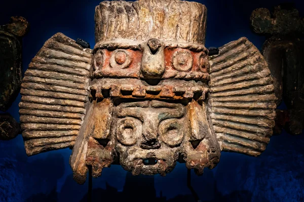 Starověký Aztécký Bůh kamenná socha Temoop starosta Mexiko City Mexiko — Stock fotografie