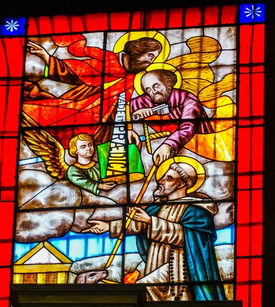 Peter Paul Saint målat glas Santo Domingo kyrkan Mexico City — Stockfoto