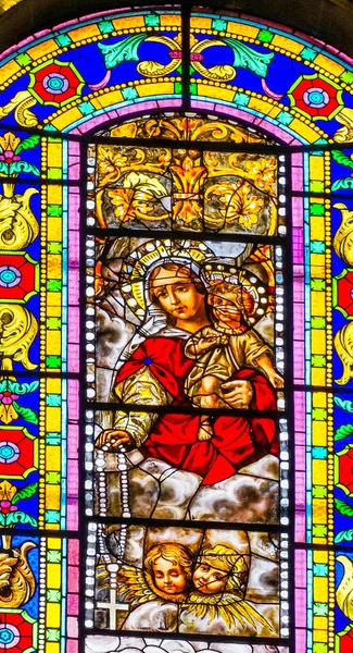 Mary Baby Jesus Stained Glass Santo Domingo Church Mexico City M — Stock Photo, Image