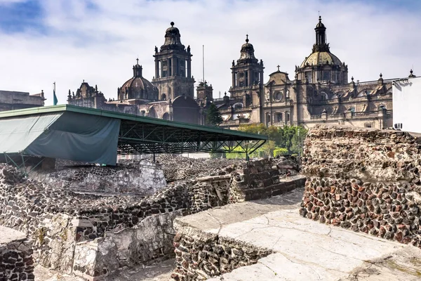 Metropolenkathedrale templo mayor zocalo mexiko stadt mexiko — Stockfoto