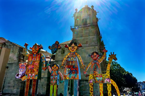 Fachada Estatuas Torres Catedral de la Asunción Iglesia Oaxaca México —  Fotos de Stock