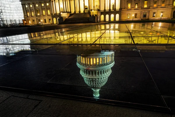 US Capitol North Side Night Stars Washington DC Reflection — Stock Photo, Image