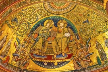 Antik Taç Giyme Mary Mozaik Bazilikası Santa Maria Maggiore Rom