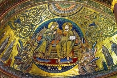 Antik Taç Giyme Mary Mozaik Bazilikası Santa Maria Maggiore Rom