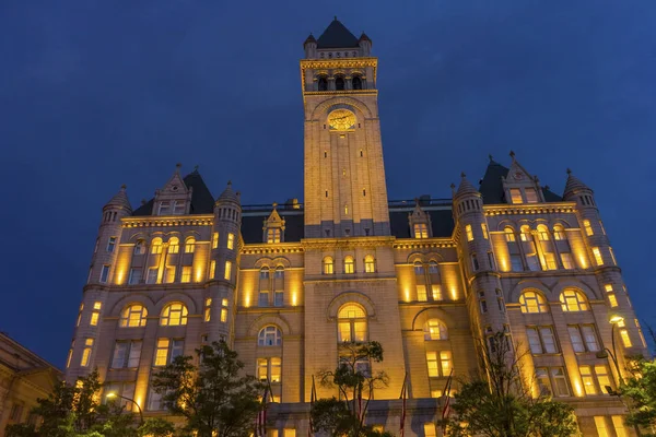 Edifício dos Correios Velhos Iluminados Noite Washington DC — Fotografia de Stock