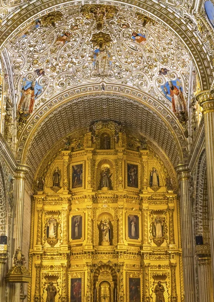 Reich verzierte Decke Altar Santo Domingo de Guzman Kirche oaxaca mexikanisch — Stockfoto
