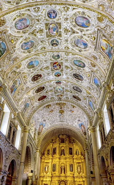 Ornate Altare a soffitto Santo Domingo de Guzman Chiesa di Oaxaca Mexic — Foto Stock