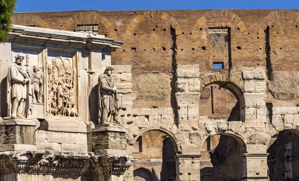 Ancient Constantine Arch Roman Colosseum Rome Italy — Stock Photo, Image