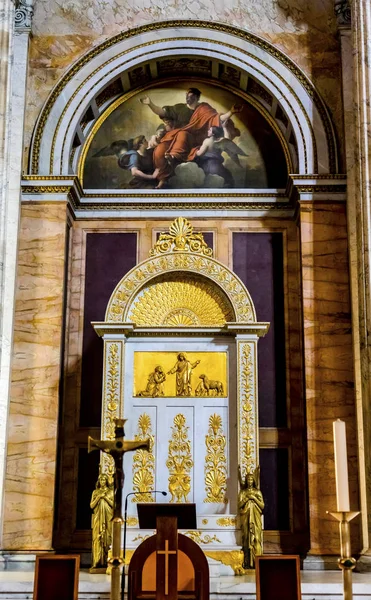 Altar Velas Basílica Papal Pablo Más Allá de las Murallas Roma Italia —  Fotos de Stock