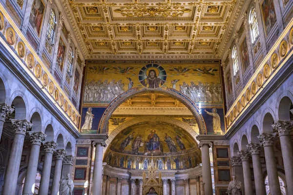 Ciborium Tomb mozaiki Bazylika Papieska Paweł Beyond ściany Rzym Włochy — Zdjęcie stockowe