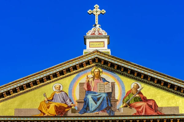 Jesus mosaik fasaden påvlig basilika Paul bortom väggar Rom Italien — Stockfoto