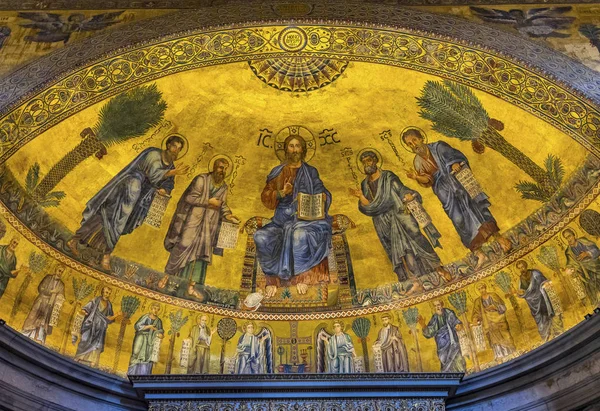Древній Ісус мозаїка папської базиліки Павла за стінами Риму Італія — стокове фото