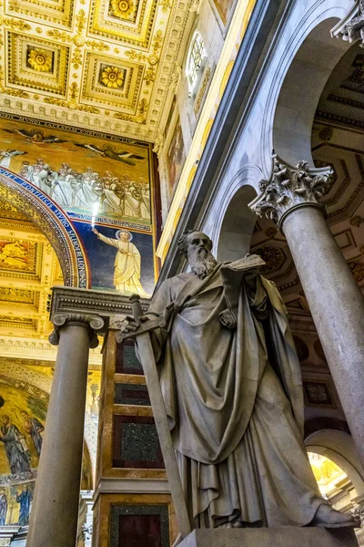 雕像 耶稣马赛克教皇大教堂保罗超越墙罗马意大利 — 图库照片