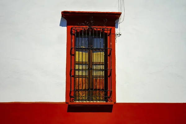 Colorful Mexican Red White Building Street Oaxaca Juarez Messico — Foto Stock