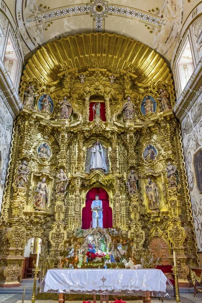 Basilika Golden Altarpiece Creche San Felipe Neri Kyrkan Oaxaca Mexiko — Stockfoto