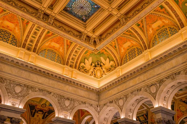 Library of Congress Stained Glass Ceiling Washington DC — Stock Photo, Image