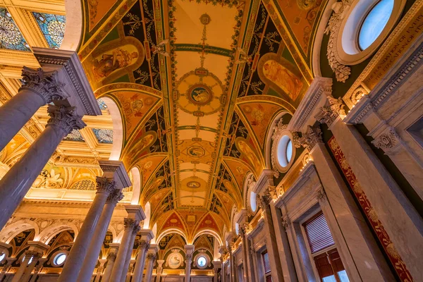 Arches Columns Ceiling Library of Congress Washington DC — Stockfoto