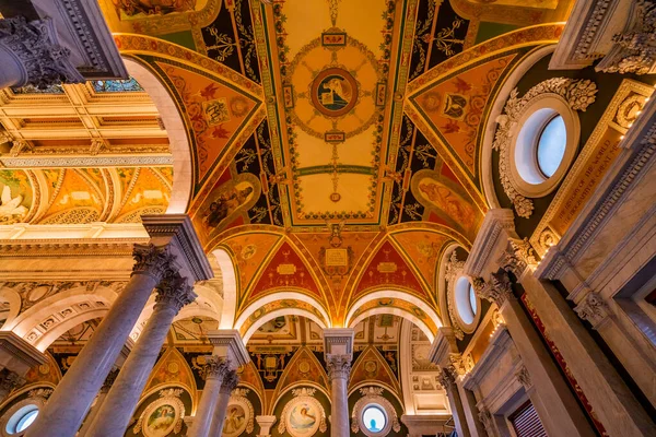 Arches Columns Ceiling Library of Congress Washington DC — Stockfoto