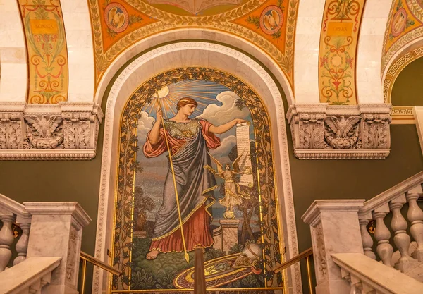 Minerwa Pokoju Biblioteka Mozaiki Kongresu Waszyngton D.c — Zdjęcie stockowe