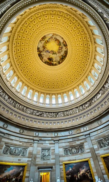 Nas Capitol Kopuła Rotunda Apoteoza Ameryka Historia zamrożenie Pralka — Zdjęcie stockowe