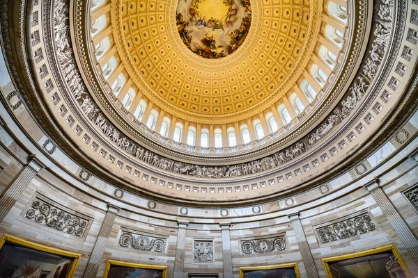 US Capitol Dome Rotunda Apothesis Amerian History Freize Washing — Stock Photo, Image