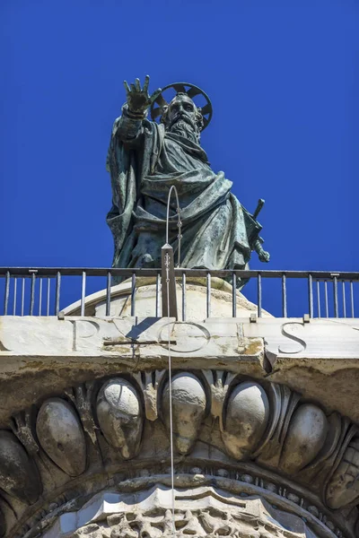 Estatua de San Pablo Antiguo Marco Aurelio Columna Roma Italia —  Fotos de Stock