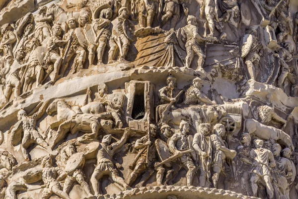 Ancient Marcus Aurelius  Column Roman Soldiers Details Rome Italy — Stock Photo, Image