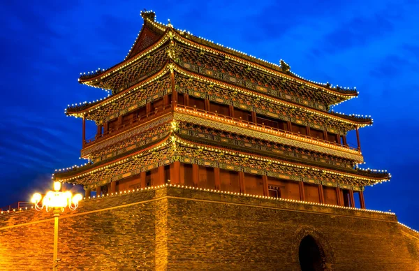 Porta Qianmen Zhengyang Uomini Piazza Tienanmen Pechino Cina Notte Molto — Foto Stock