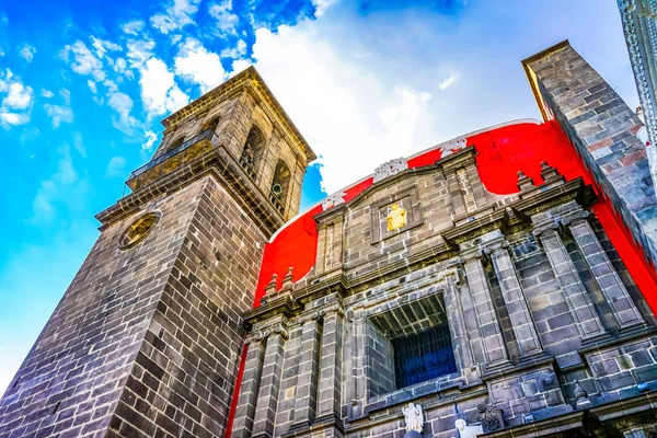 Fachada Iglesia Santa Domingo Capilla Del Rosario Puebla México Construido — Foto de Stock