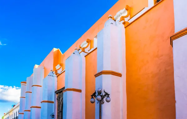 Facciata Arancione Chiesa Santa Clara Asis Puebla Storico Messico Clara — Foto Stock