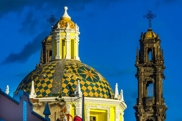 Dome Tower San Cristobal Kościół Templo San Cristobal Historyczne Puebla — Zdjęcie stockowe