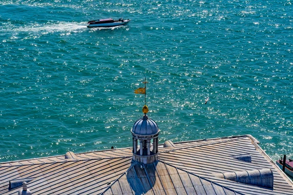 Красочный Гранд Канал Терминал Пароходов Моторной Лодкой Венеция Италия Ferryboat — стоковое фото