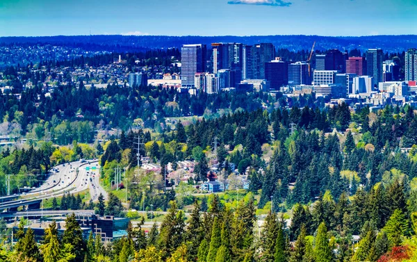 Houses Residential Neighborhoods City Center 405 Highway Bellevue Washingto — Stock Photo, Image