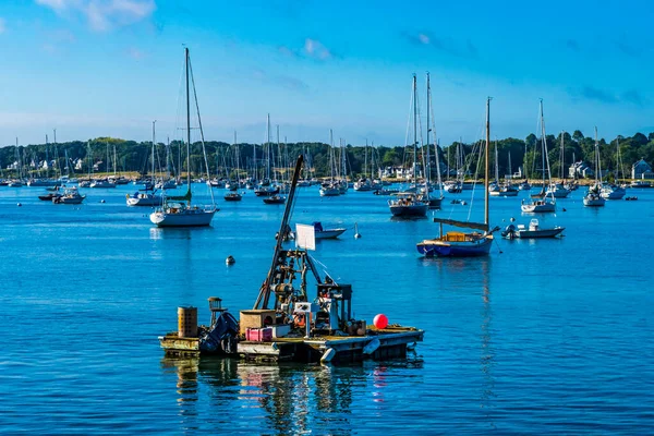 Mooring Raft Sailboat Padanaram Harbor Motor Boats Buzzards Bay Dartmouth — 스톡 사진