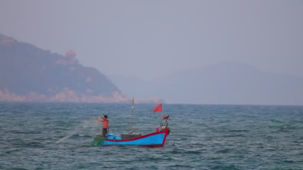 South China Sea Central Vietnam Asia August 2018 Vietnamese Fishing — Stock Video