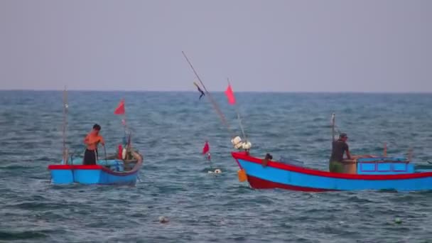 Sydkinesiska Havet Centrala Vietnam Asien Augusti 2018 Vietnamesiska Fiskebåtar Sydkinesiska — Stockvideo